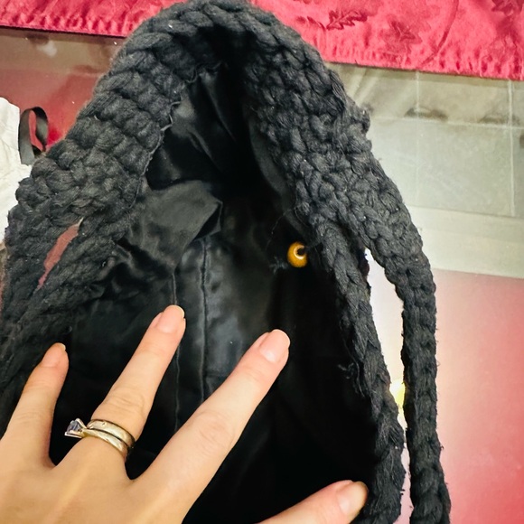 Cute black crochet handmade tote bag - Picture 3 of 4